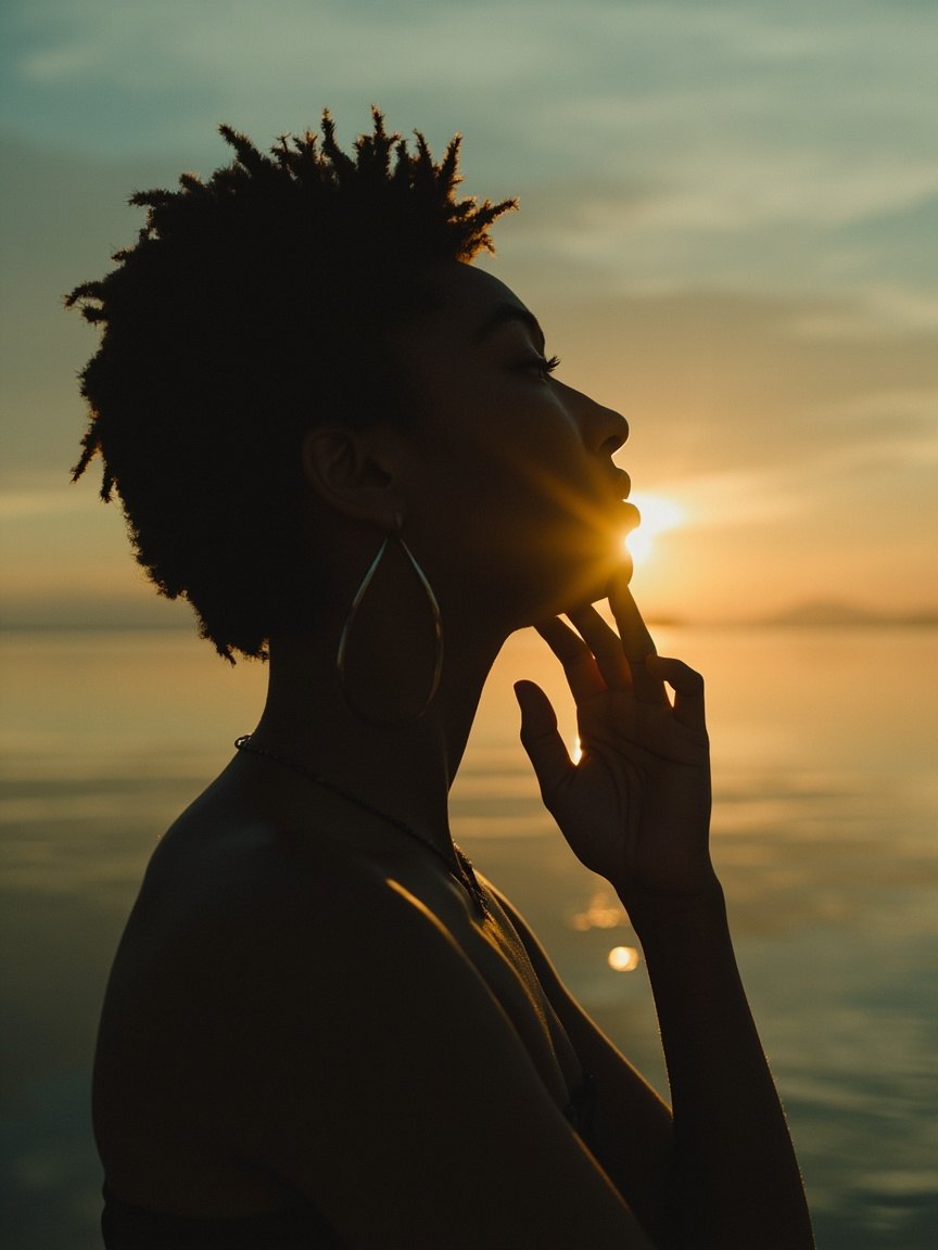 A woman in quiet reflection